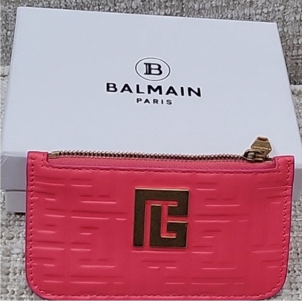 NWT,  Authentic, BALMAIN Pink Monogram Cardholder